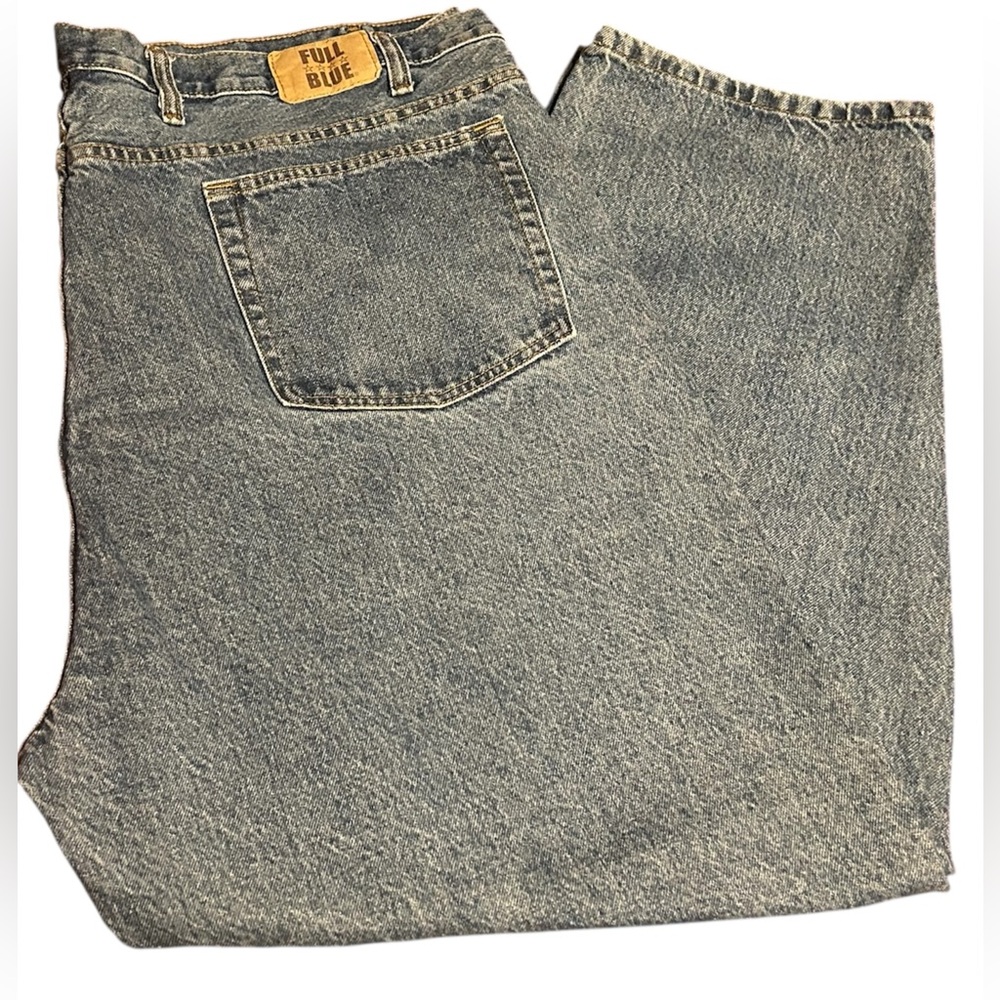 Blue Relaxed Fit Jeans with Distressed Hem